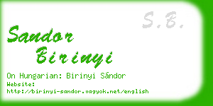 sandor birinyi business card